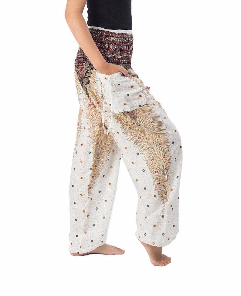 Studio 12 Collective (previously Ethnic Lanna) – Großhandel Hose – Damen – Haremshose Boho mit gesmokter Taille und Taschen - Pfau3