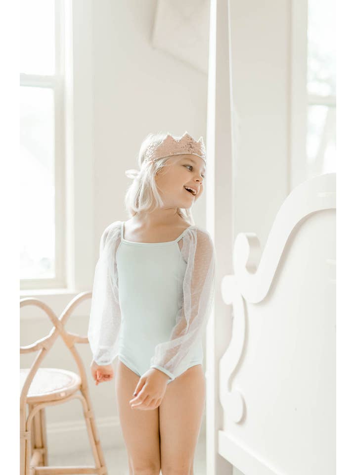Cheeky Plum - Wholesale Leotard - Kids - Mesh Long Sleeve Leotard - Baby Blue