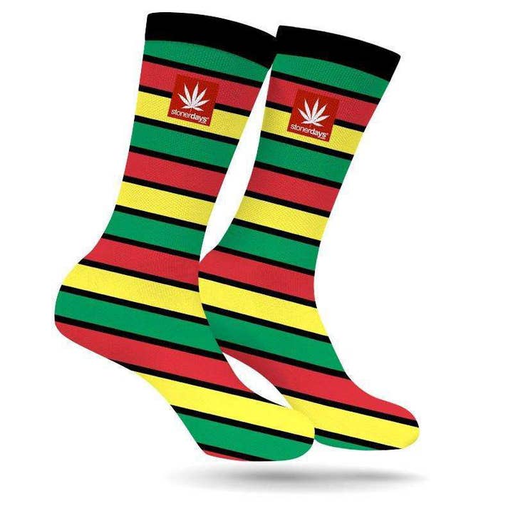 RASTA STRIPE WEED SOCKS for wholesale by StonerDays Apparel