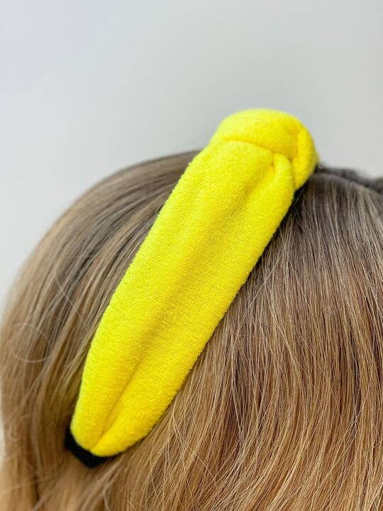 Neon Terry Knutna Pannband - Gul för wholesale av Prep Obsessed Wholesale