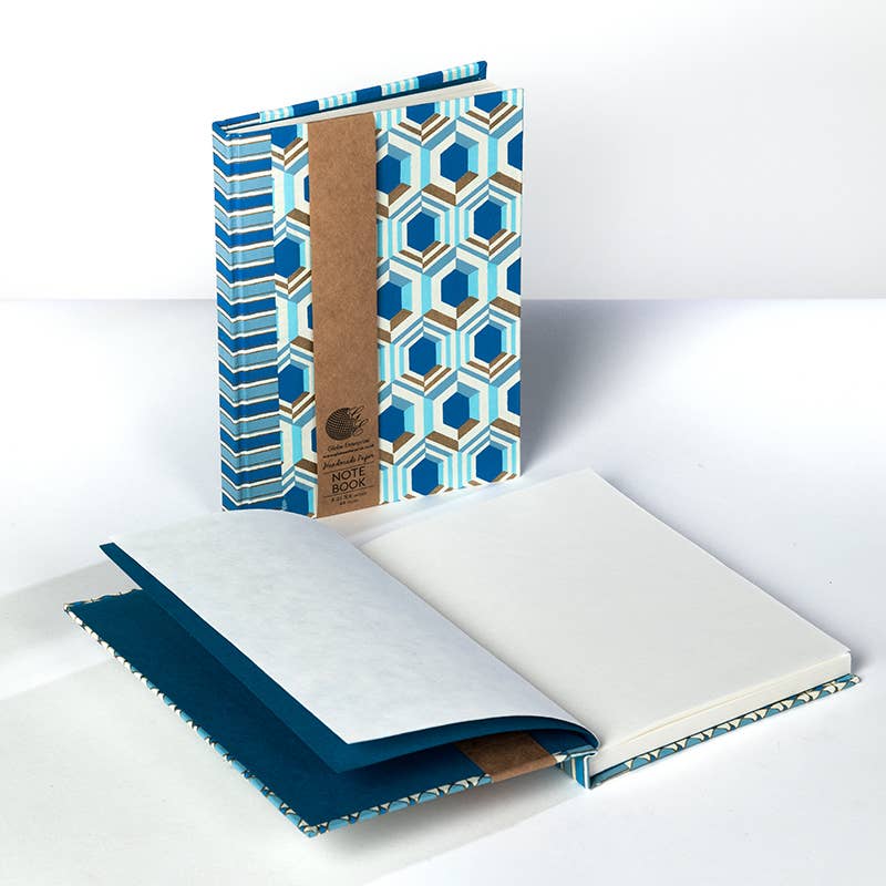 Globe Enterprise - Wholesale Notebook - Handmade A5 Notebooks Blue – Floral & Geometric Designs.2