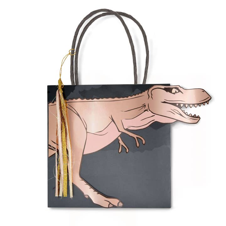 Hatton Gate - Vente Sachet cadeau/boîte cadeau pour invités - Lot de 8 sacs cadeaux en papier avec pompons en forme de dinosaure 3D1