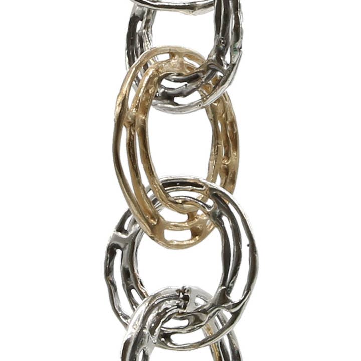 Collier long avec des hauts et des bas. Cercles en argent 925 et bronze - CA069 pour la vente par Mandile Gioielli