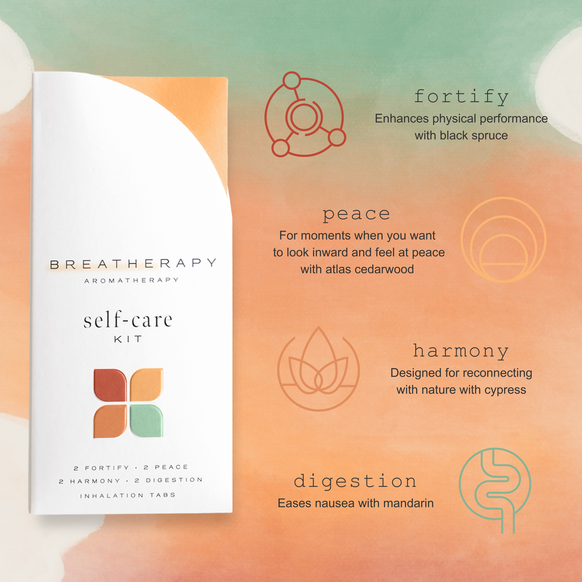 Breatherapy – wholesale Aromaterapiinhalator – SJÄLVVÅRDSKIT — Aromalapp Avsiktlig Välmåendegåva (8 st)2