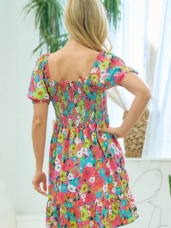 lovely melody - Wholesale Jurk - Dames - LMD5477-Doras jurk met bloemenprint24