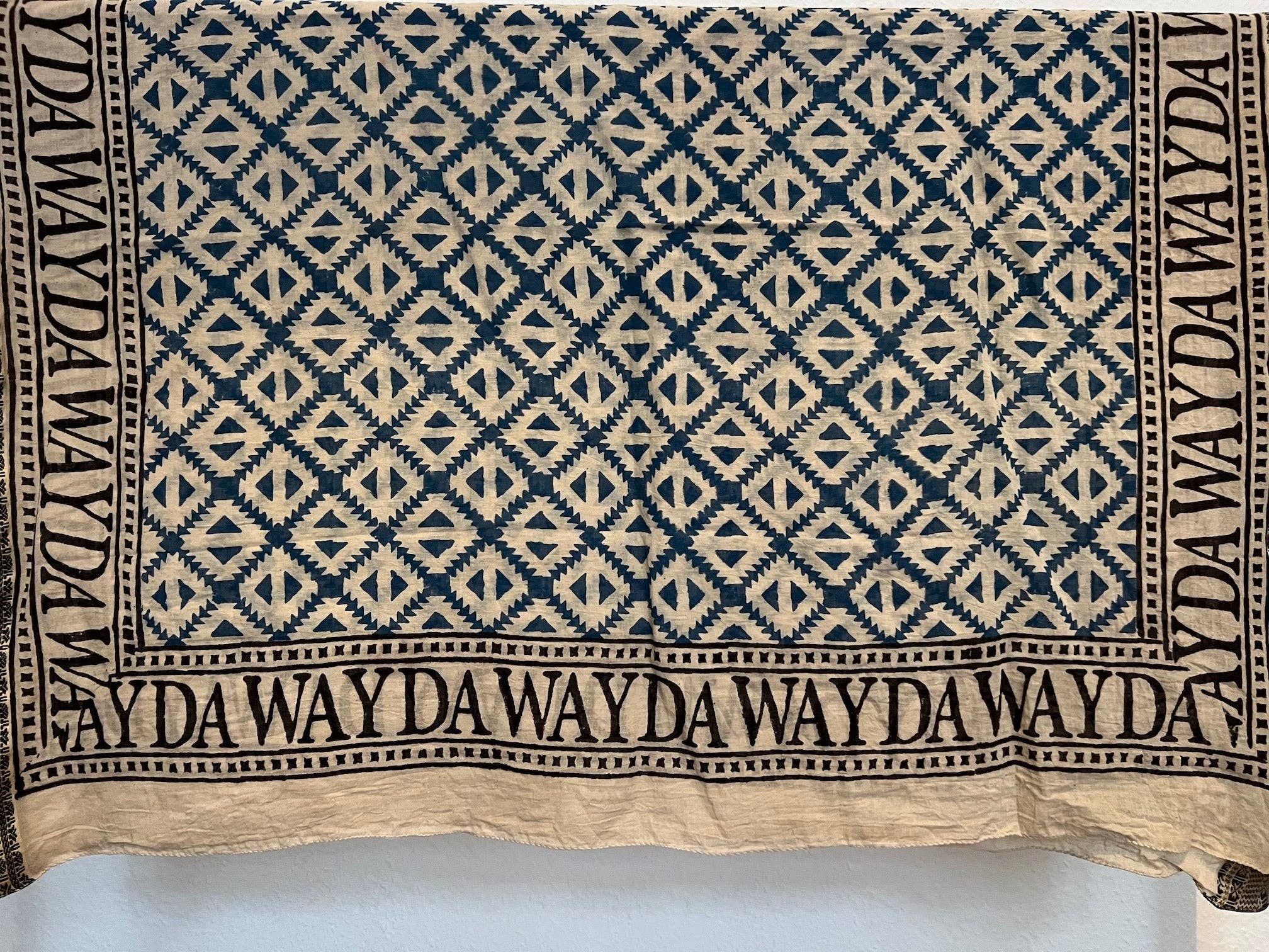 WAYDA - Wholesale Scarf - Women's - NEUE INDIEN BOHO SCHAL HANDGEFERTIGTER BLOCKDRUCK: BLAUES GEORGIEN MIT GEWEBTEM RAND2