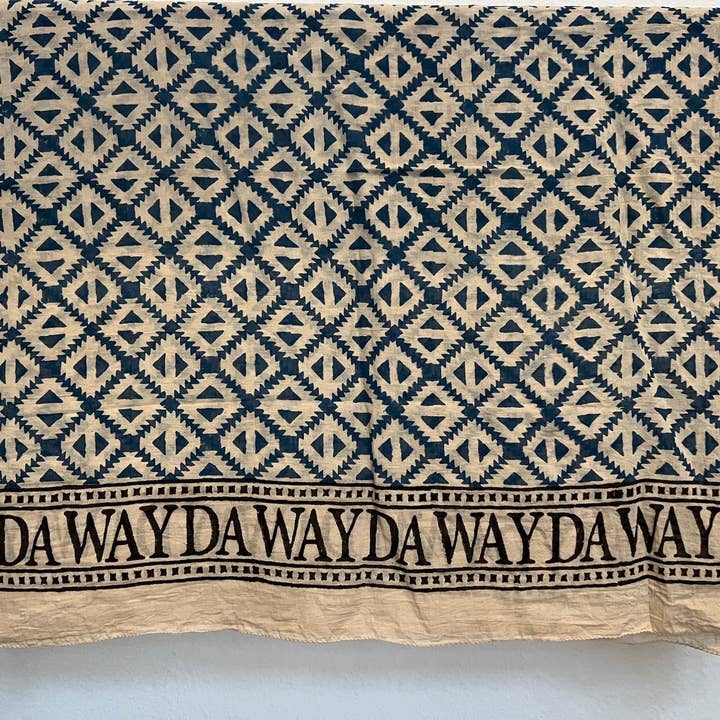 WAYDA - Wholesale Scarf - Women's - NEUE INDIEN BOHO SCHAL HANDGEFERTIGTER BLOCKDRUCK: BLAUES GEORGIEN MIT GEWEBTEM RAND2