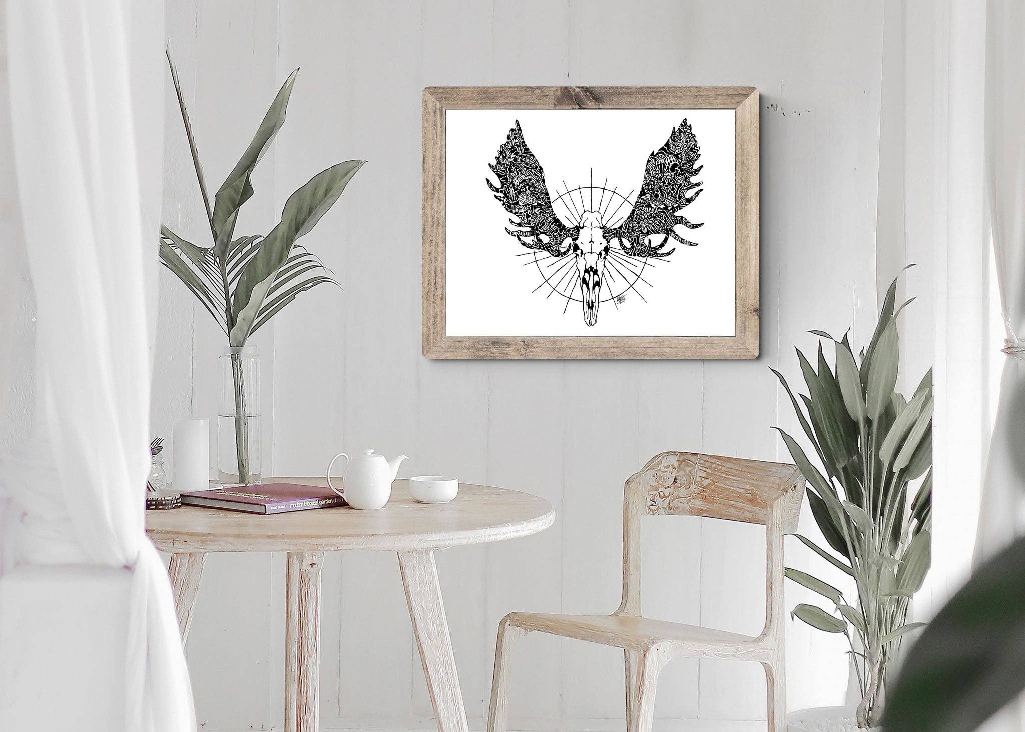 FJ Creations – wholesale Art print – Doodle Moose Skull - Fine Art Print3