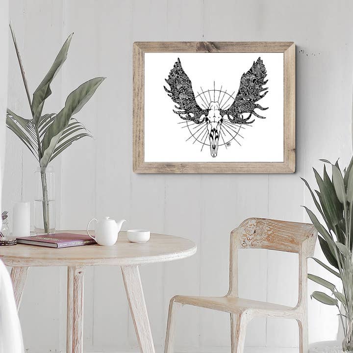 FJ Creations – wholesale Art print – Doodle Moose Skull - Fine Art Print3