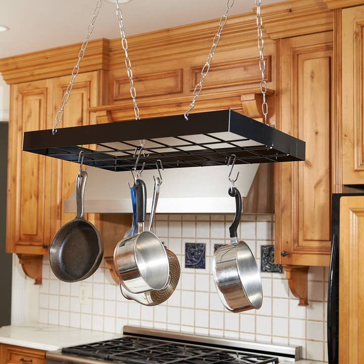 Fox Run Brands - Wholesale Kitchen Storage/Organizer - Fox Run Black Rectangle Hanging Pot Rack, 6 Hooks, 24" x 15"1