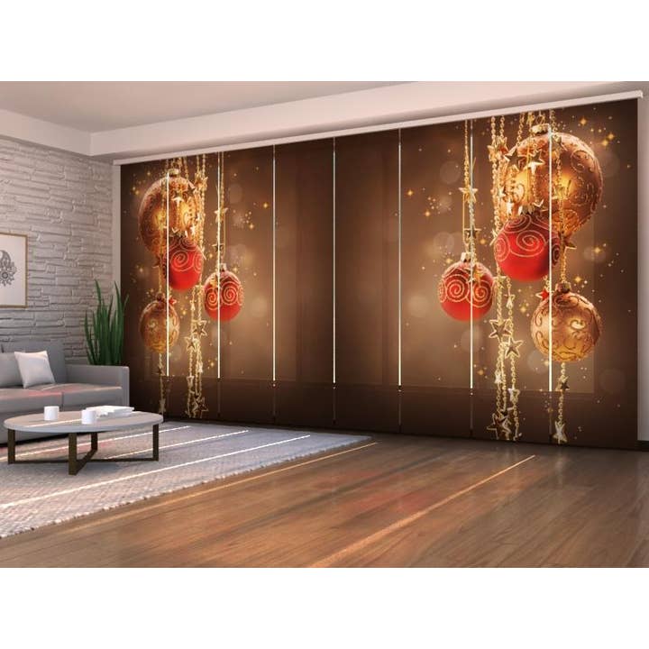Lot de 8 rideaux de Noël à panneaux lustrés pour la vente par IlyDecor