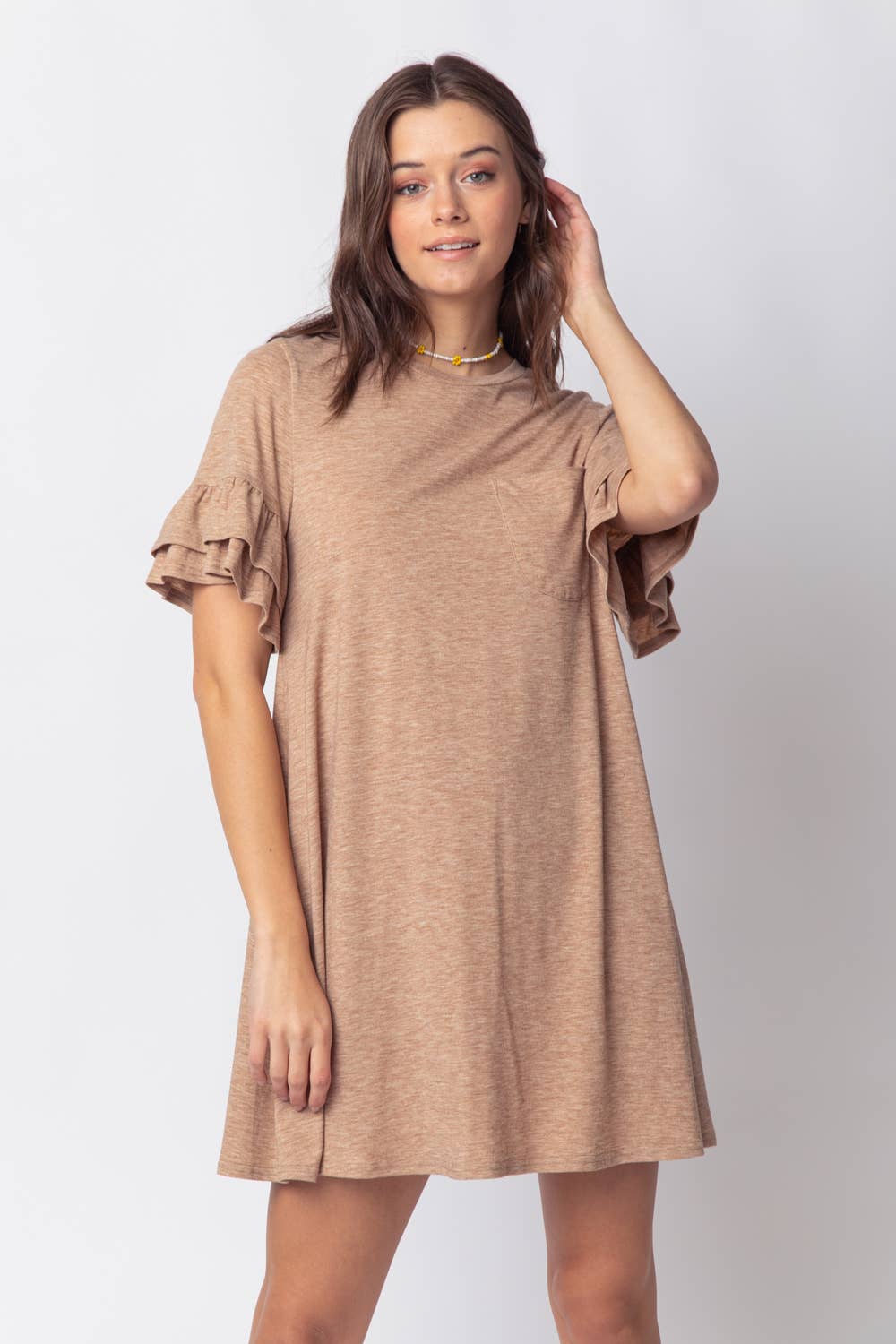 VERY J - Wholesale Dress - Women's - ND30255-French Terry Pocket Tee Shirt Dress10