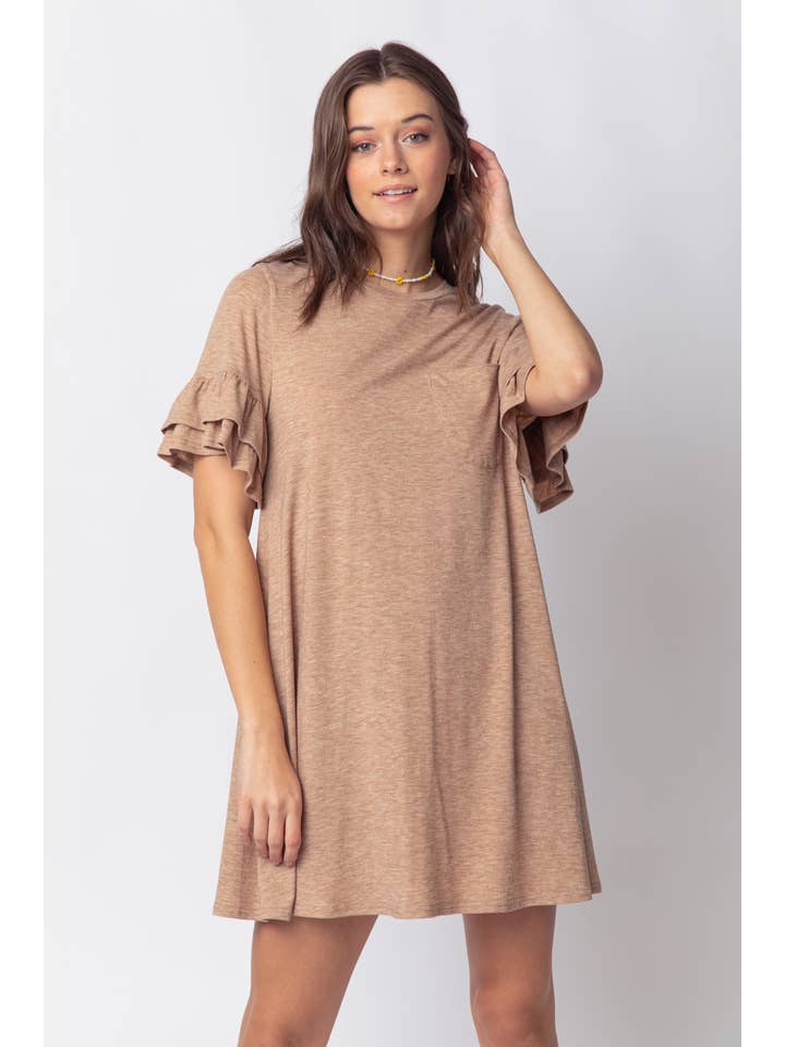 VERY J - Wholesale Dress - Women's - ND30255-French Terry Pocket Tee Shirt Dress10