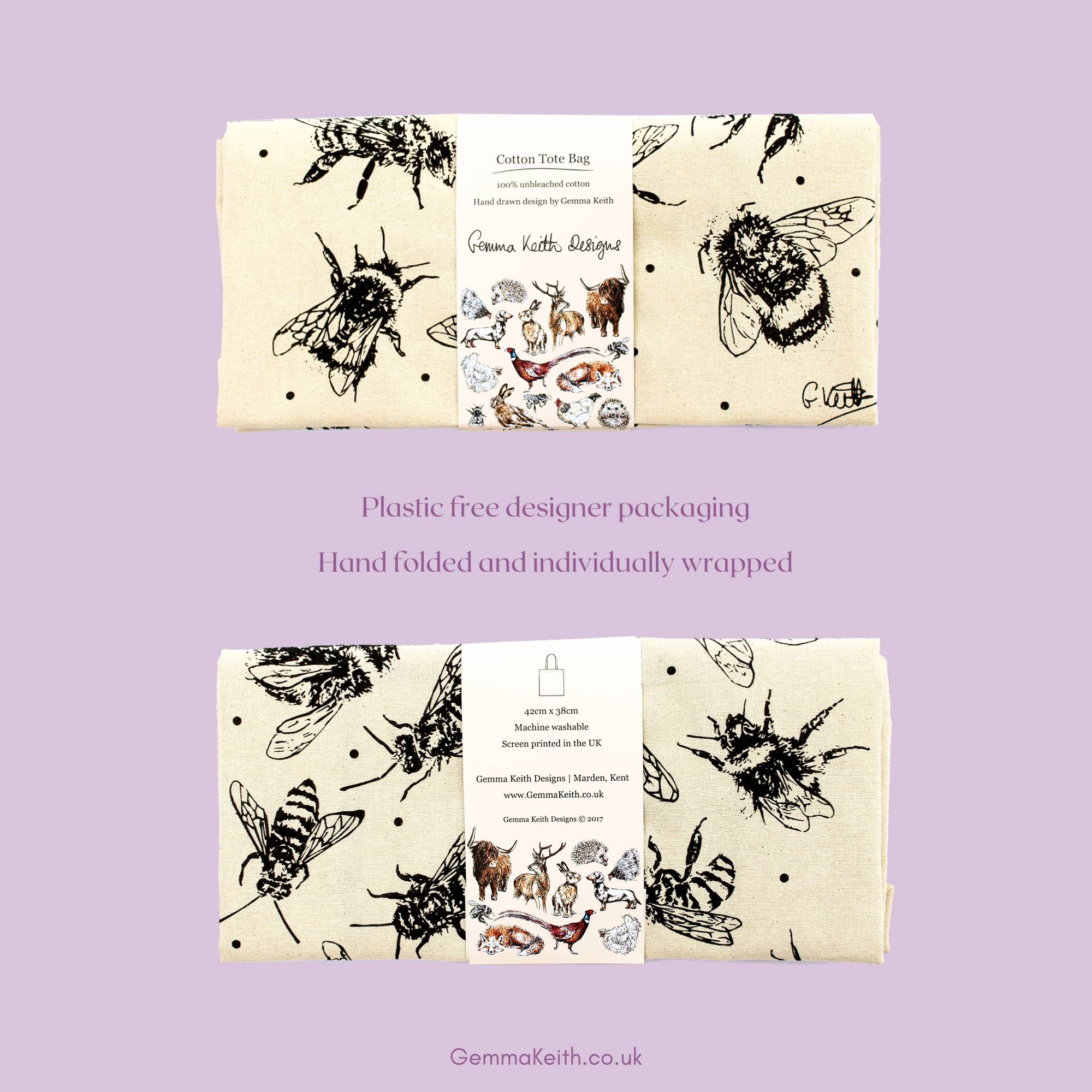 Gemma Keith Designs – wholesale Tote bag – Women's – Bee Design Screen Printed Cotton Tote Bag3