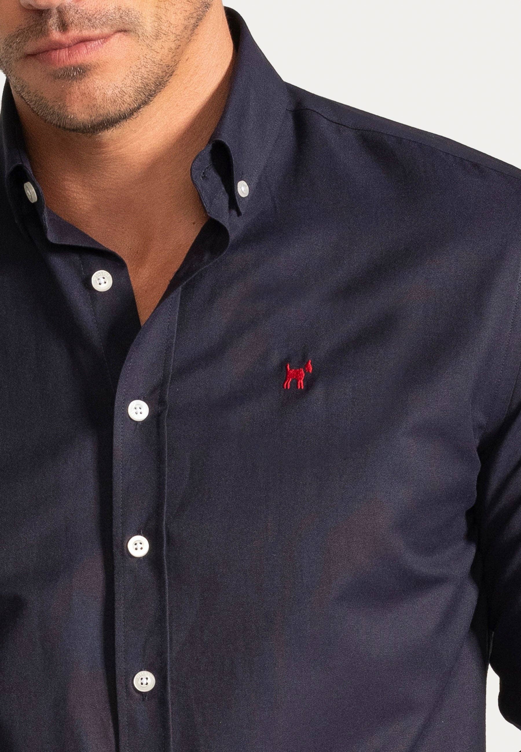 williot – Großhandel Hemd mit Button-down-Kragen – Herren – Schlichte marineblaue Slim-Fit Oxford-Hemd5