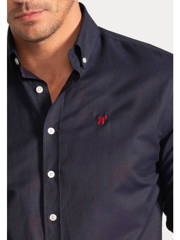 williot – Großhandel Hemd mit Button-down-Kragen – Herren – Schlichte marineblaue Slim-Fit Oxford-Hemd5