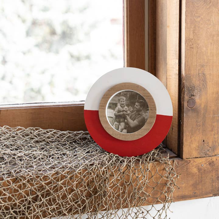 Foreside Home & Garden - Wholesale Picture Frame - 4x4 Photo Round Bobber Picture Frame Red Lake Decor