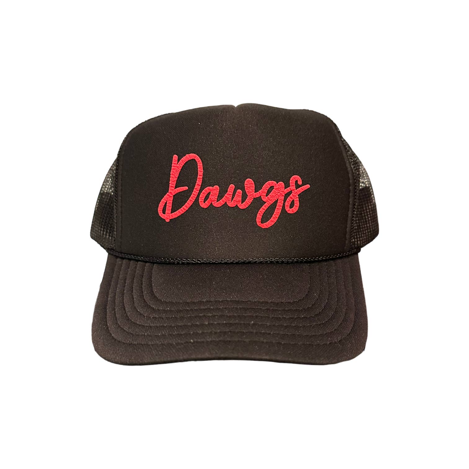 Littlebrightbird - Wholesale Trucker Hat - Unisex - Dawgs - Black Puffy Trucker