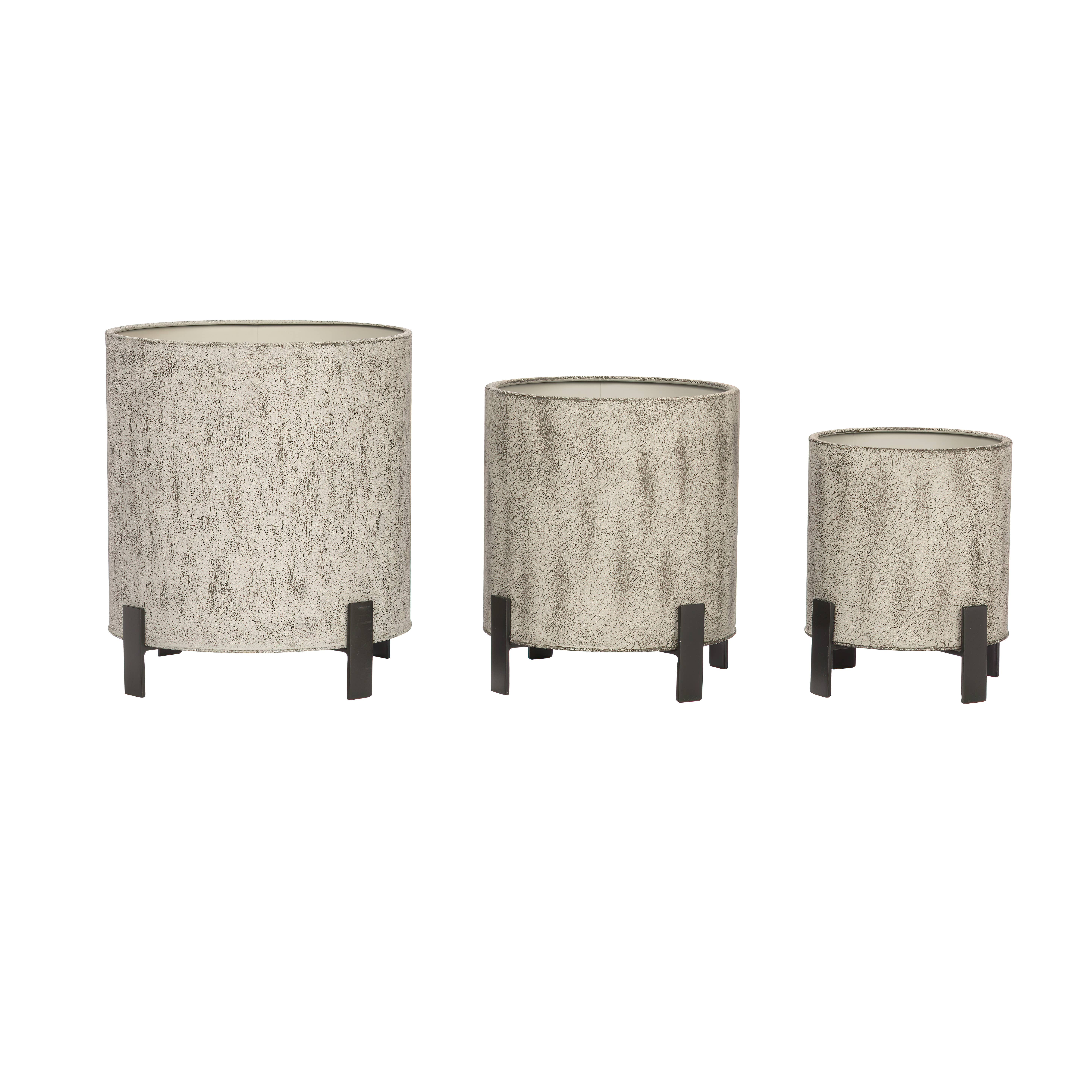 Aspire Home Accents - Vente Pot - Abigail Métal Gris Pot Rond - Série SelectBase4