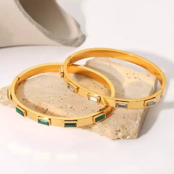 Baguette Gemstone Cuff Bracelet for wholesale by Koch La Ni Jewelry