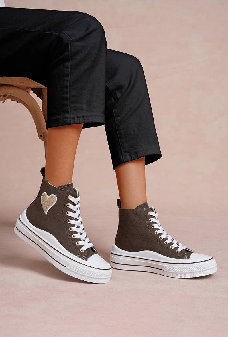 LADY GLORY - Wholesale Lifestyle Sneakers - Women's - Women's High-Top Sneakers with Glitter Heart4