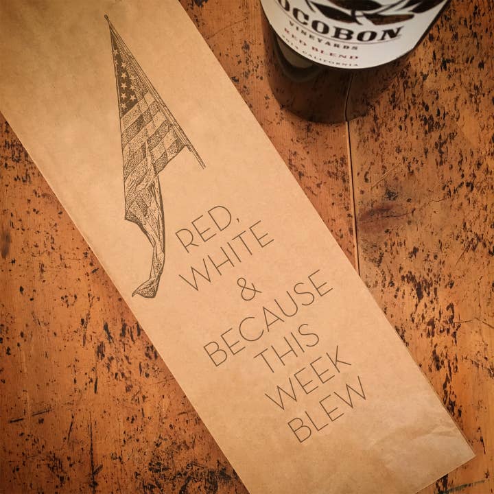 Red, White And Blew Wine Bag for wholesale by Alice-Louise Press