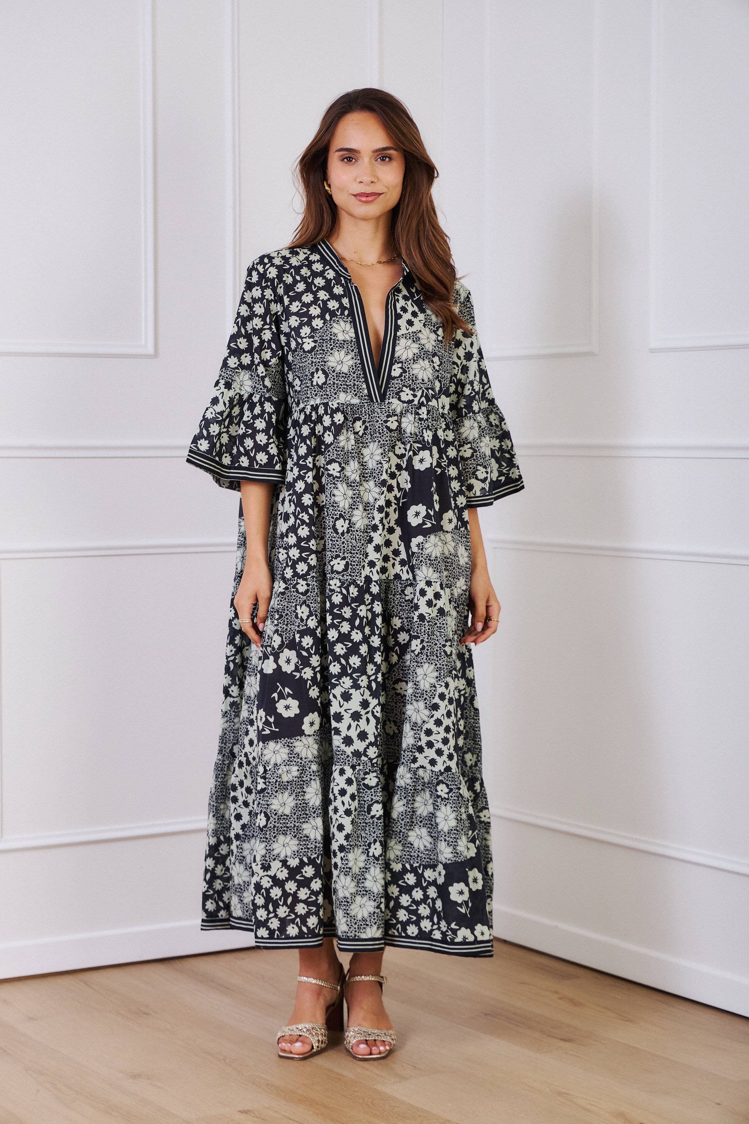 IP  Black batik long cotton dress - Orice for wholesale on Faire0