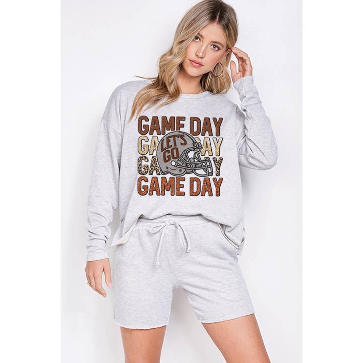 Ensemble de vêtements de détente à manches longues à imprimé Gameday pour la vente par Phil Love