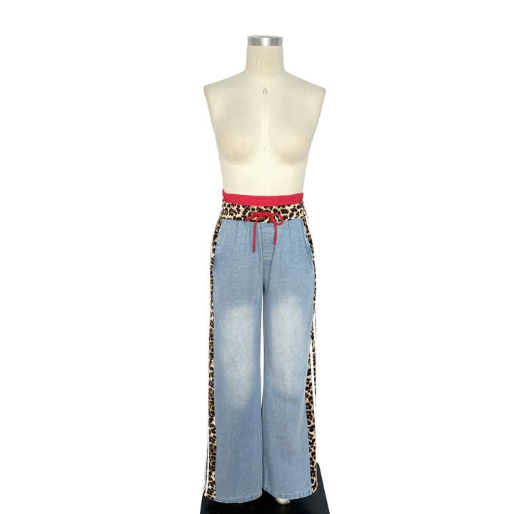 Leopard Trim Contrast Pants for wholesale by XHHH Inc