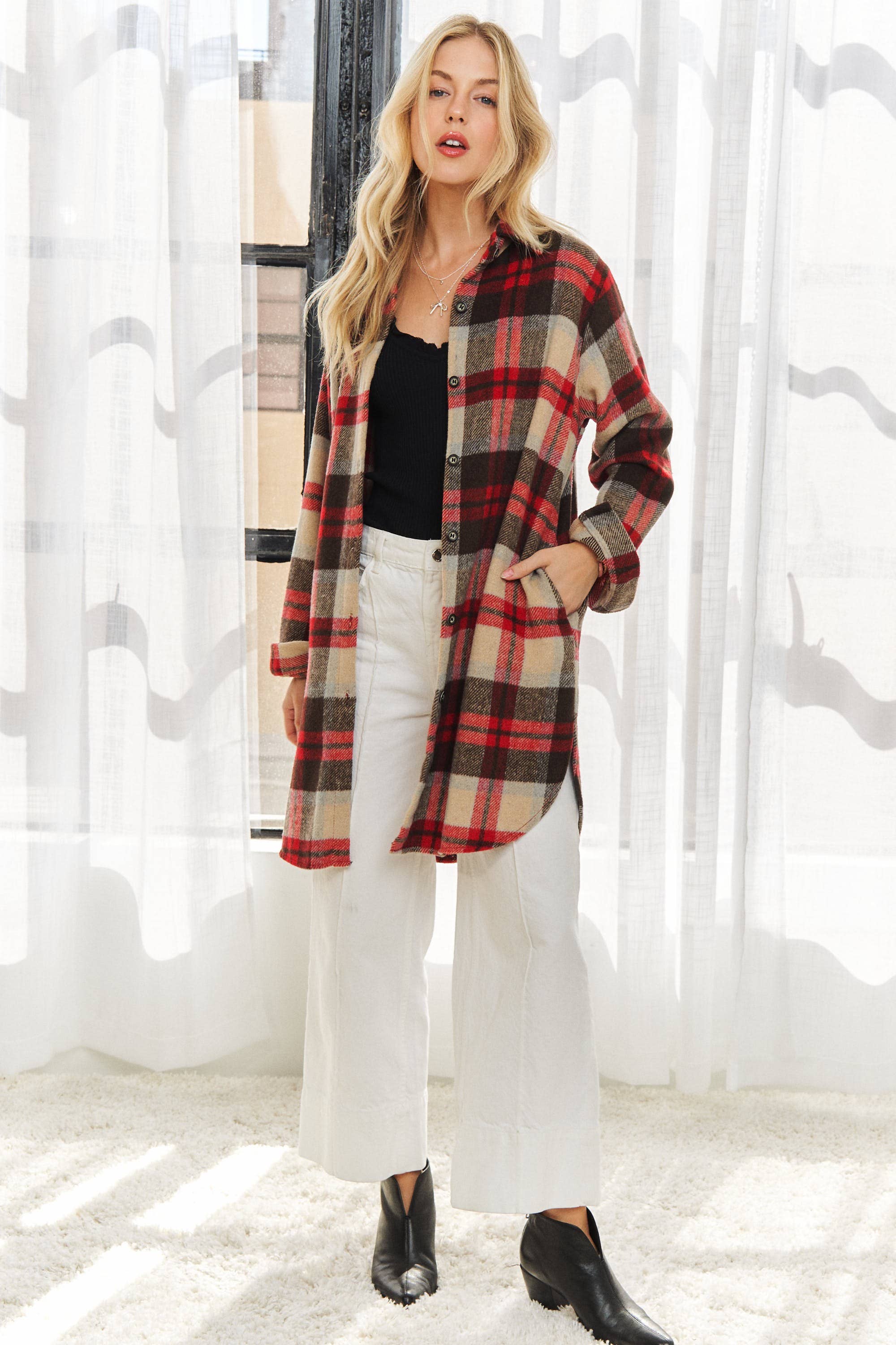 ADORA LA – wholesale Jacket – Women's – CEJ1987A-CHECK FLANNEL SHIRT JACKET LONG SLEEVE18