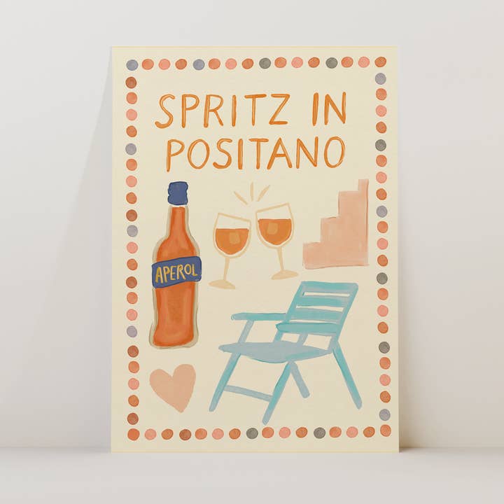 Spritz In Positano Print for wholesale by Illustrated by Weezy