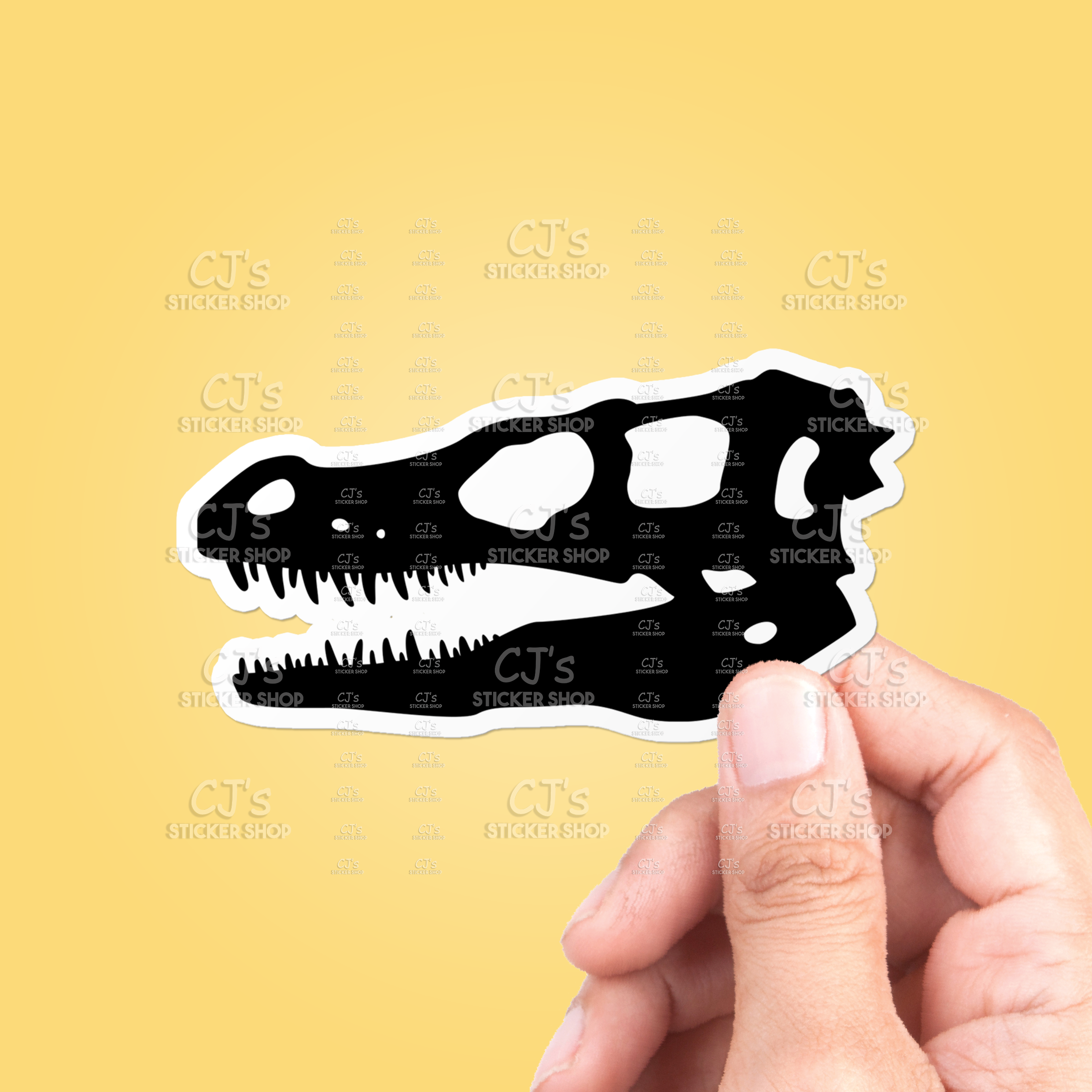 CJ's Sticker Shop - Wholesale Sticker - Dinosaur Skull Silhouette #2 Sticker Vinyl Decal0