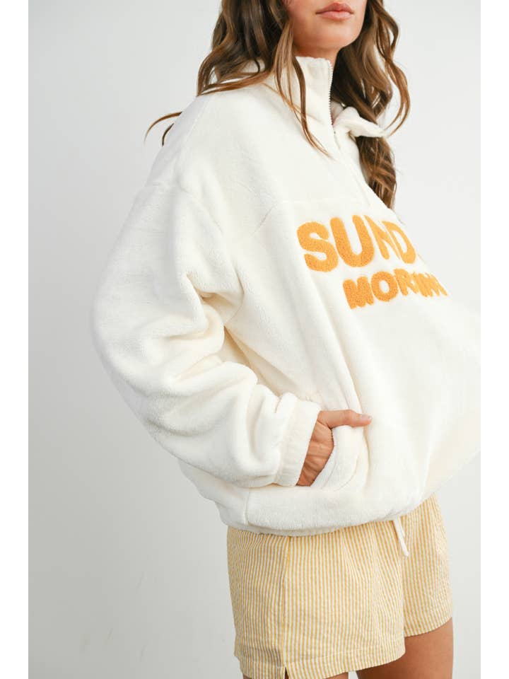 BUTTERMELON - Wholesale Sweatshirt – Women's - Sunday Morning Half-Zip Pullover Sweatshirt - BMT75794