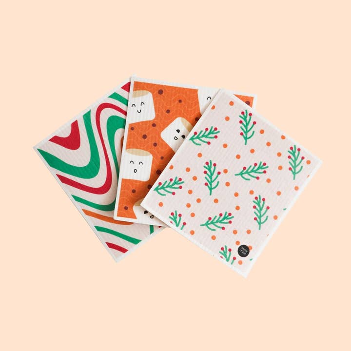 Lot de 3 essuie-tout réutilisables - Joie des fêtes pour la vente par Maemae Natural Products