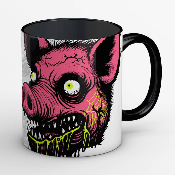 Blanc/Noir Tasse Cochon Psychopathe en vente sur Faire