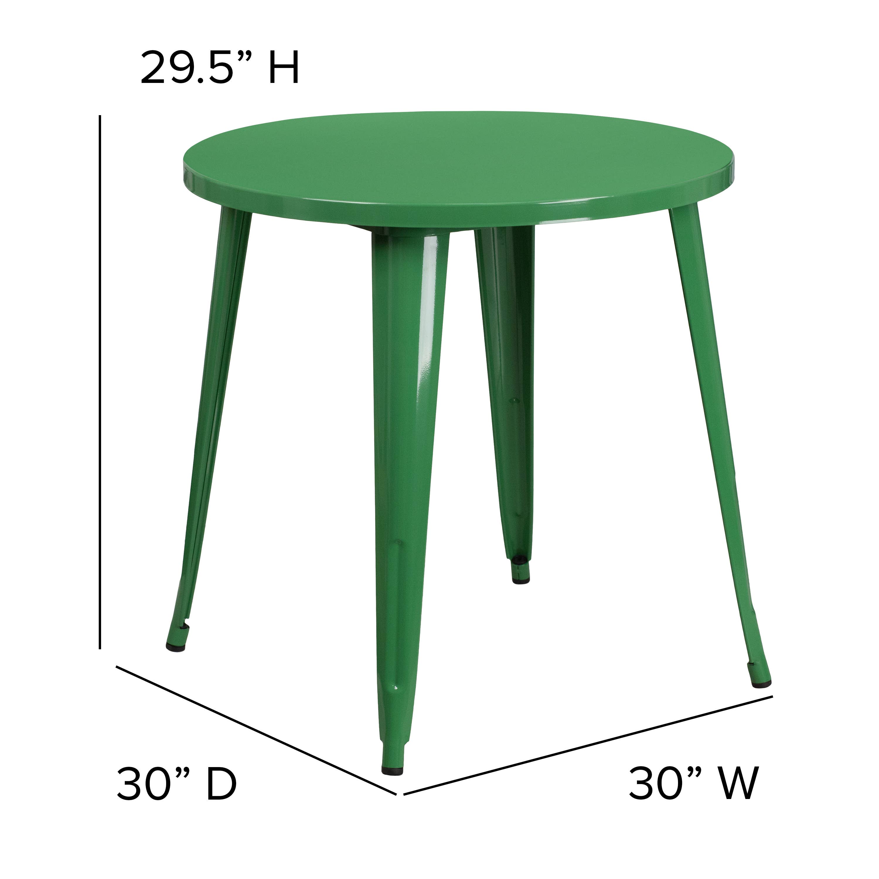 30" Round Green Metal Indoor-Outdoor Table for wholesale on Faire2