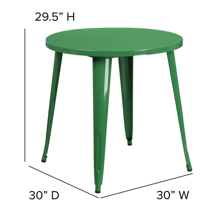 30" Round Green Metal Indoor-Outdoor Table for wholesale on Faire2