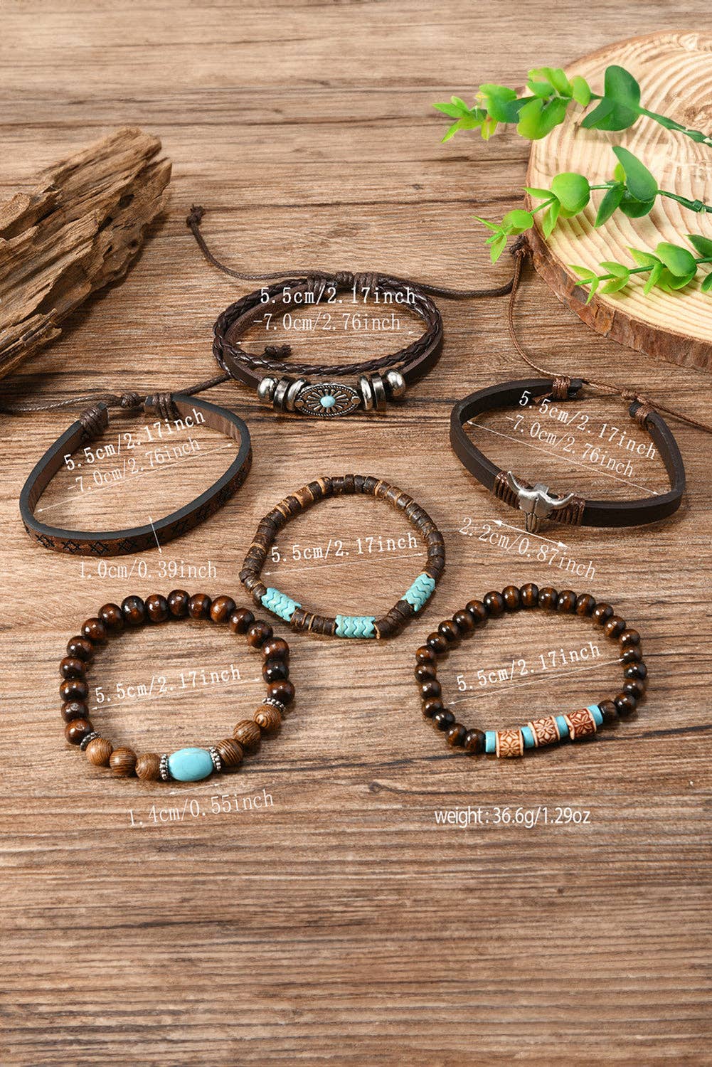 Chestnut Western Bull Skull Turquoise Beaded Layer Bracelet Set for wholesale on Faire4