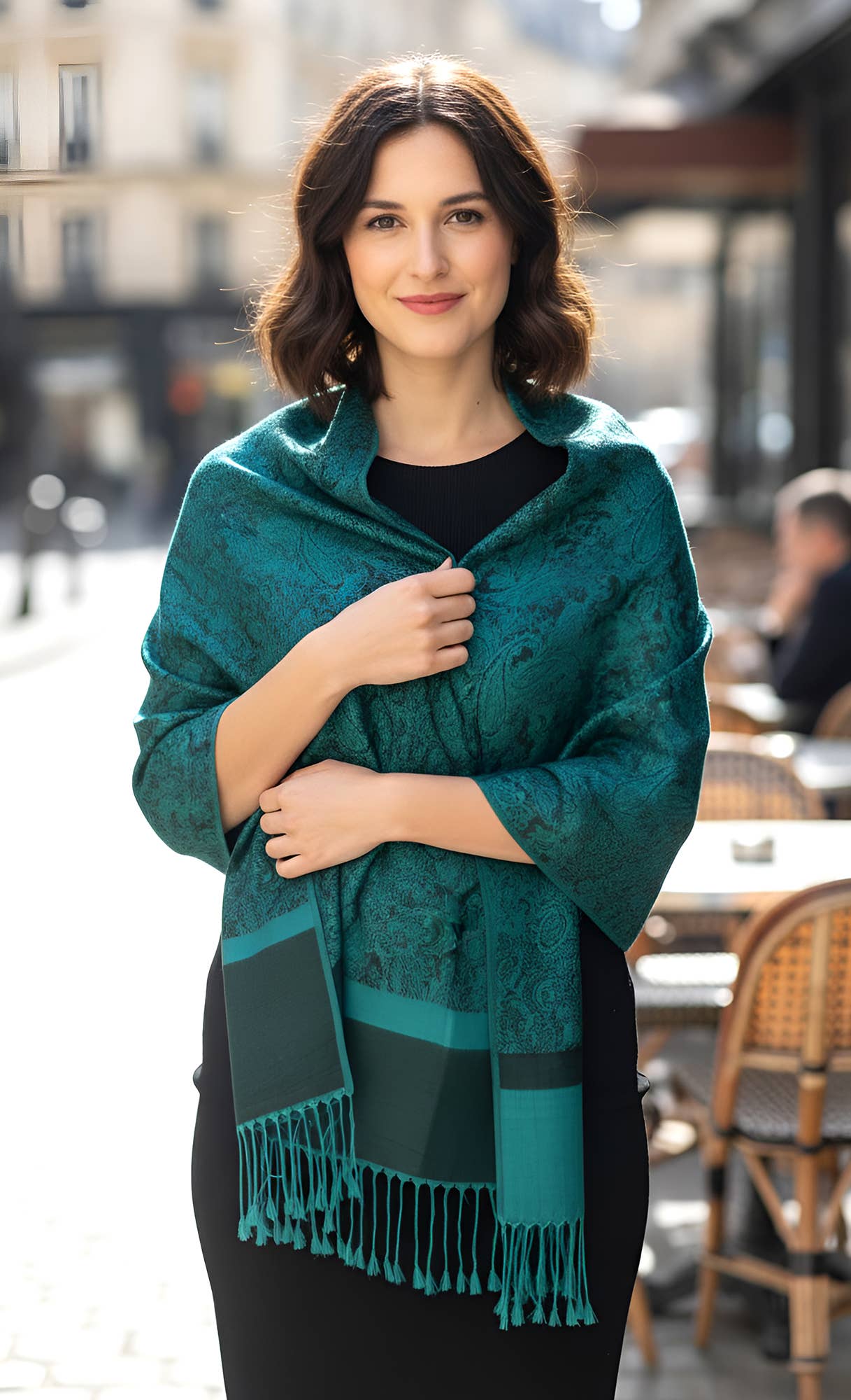 SERENITA – Großhandel Schal – Damen – Jacquard Paisley Pashmina Schal Wendbarer Stola-Wickel21