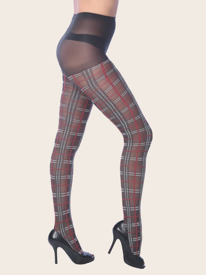 Isadora, Tipi toe, & James Fiallo - Wholesale Tights – Women's - Isadora Women Colored Checkered Sexy Fashion Tights4