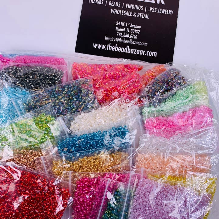 The Bead Bazaar - Wholesale DIY Craft Kit - Kids - 24 DIY Pastel Seed Bead Kit For Kids Arts & Crafts, Small Se8