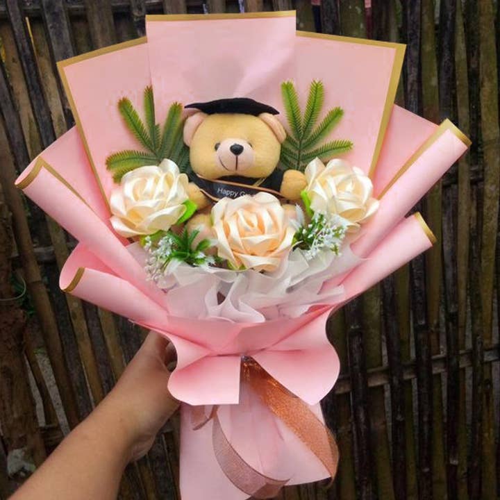 LA Ribbons Wholesale - Wholesale Flat wrap - 58x58cm Matte Floral Sheets with Gold Edge | Wild Rose | 50-pcs Bag
5