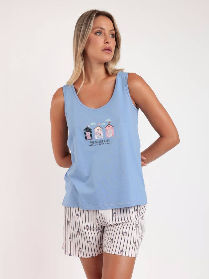 Beach Life Sleeveless Pyjamas for wholesale by ADMAS