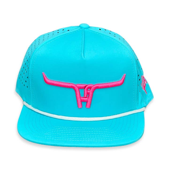 Casquette Snapback Rose Longhorn CA avec Trous au Laser pour la vente par Cactus Alley Hat Co.