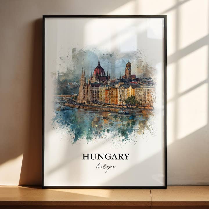 Ungarn Vægkunst, Ungarn Print, Ungarn Akvarel Kunst, Ungarn Gave, Rejseprint, Rejseplakat, Indflytningsgave for engroshandel hos Premium Travel Art