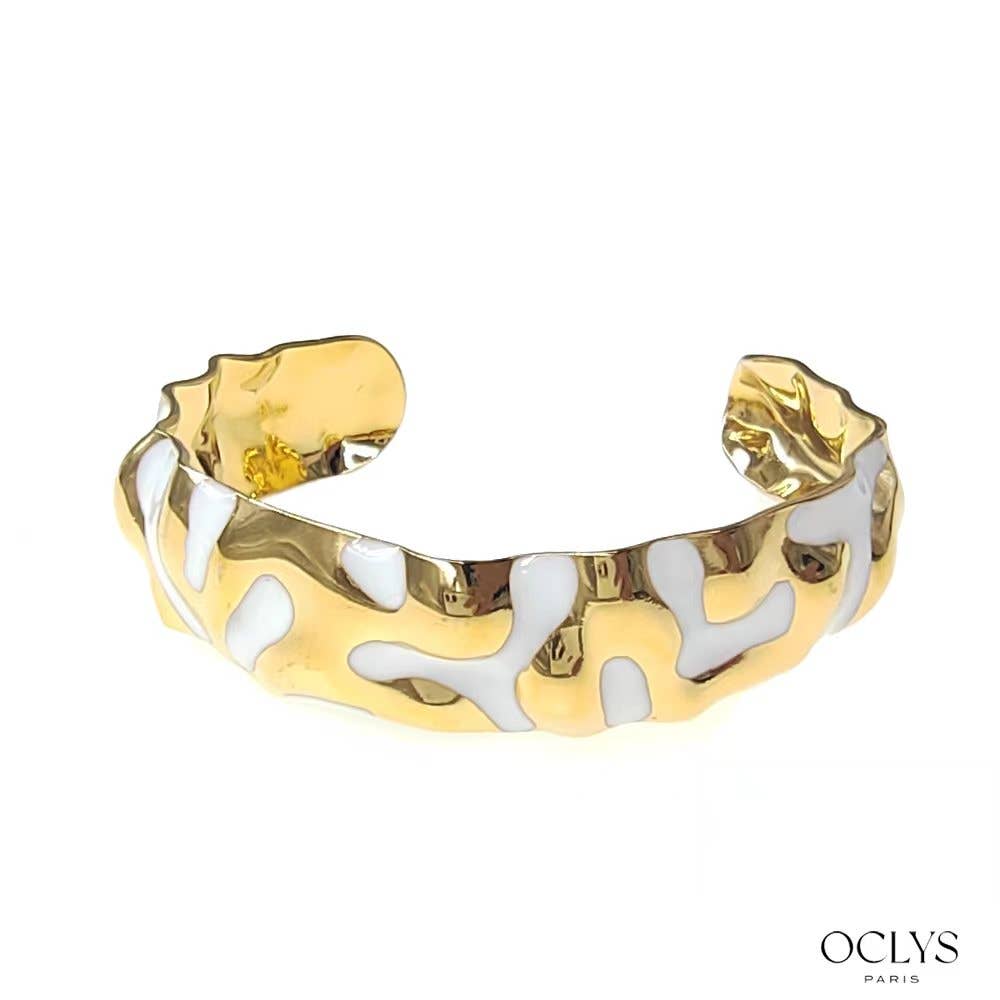 Oclys - Vendita all'ingrosso Bracciale a polsino - Bracciale rigido Zina in acciaio inox con motivo leopardato3