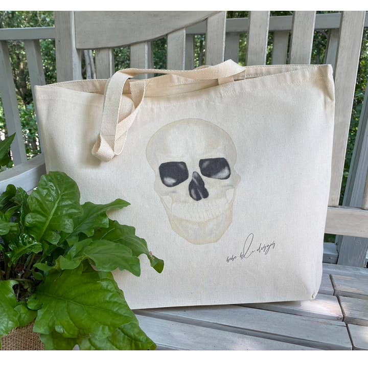 Skull Tote, Skull Market Bag, Skull School Bag, Halloween for wholesale by Bebe Blu Designs, LLC