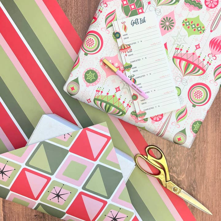 Mod Lounge Paper Company - Wholesale Flat Wrap - Diamonds Geometric Mid Century Modern DOUBLE SIDED Gift Wrap3