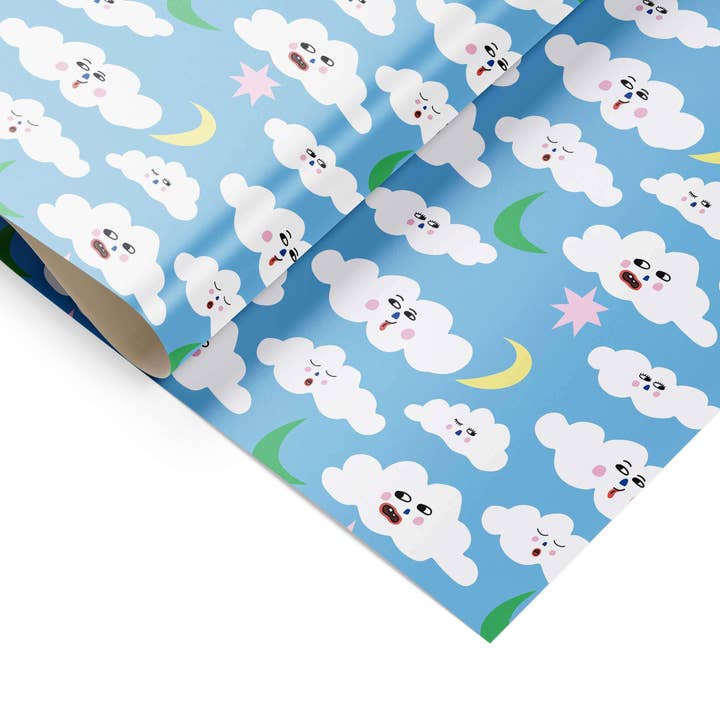 Gift wrap, gift wrap for birthdays - Cheeky clouds for wholesale by Eat the Moon | Greeting cards and stationery