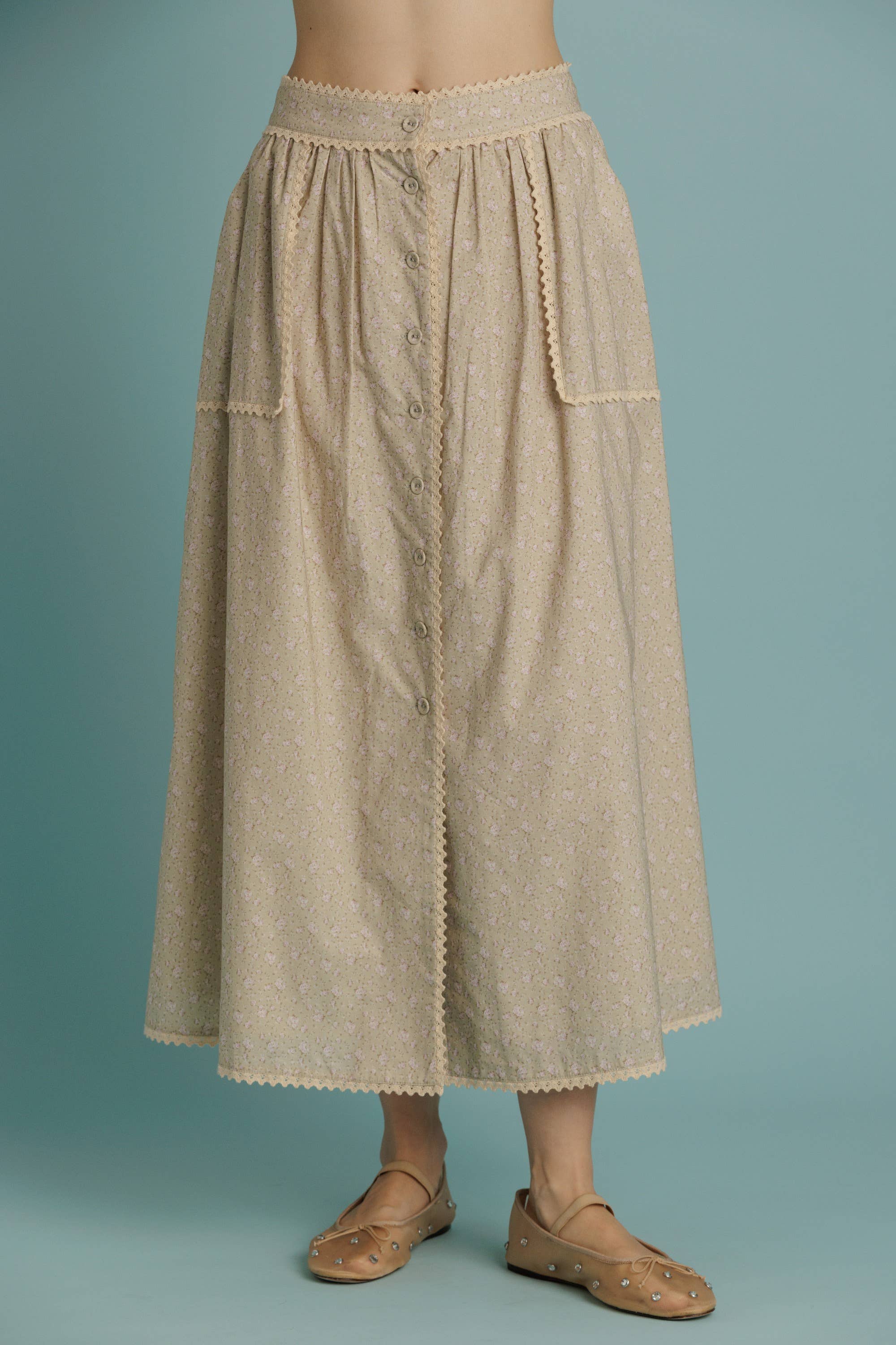 Aureum - Wholesale Skirt - Women's - AB2359 - CROCHET TRIM FLORAL SKIRT7